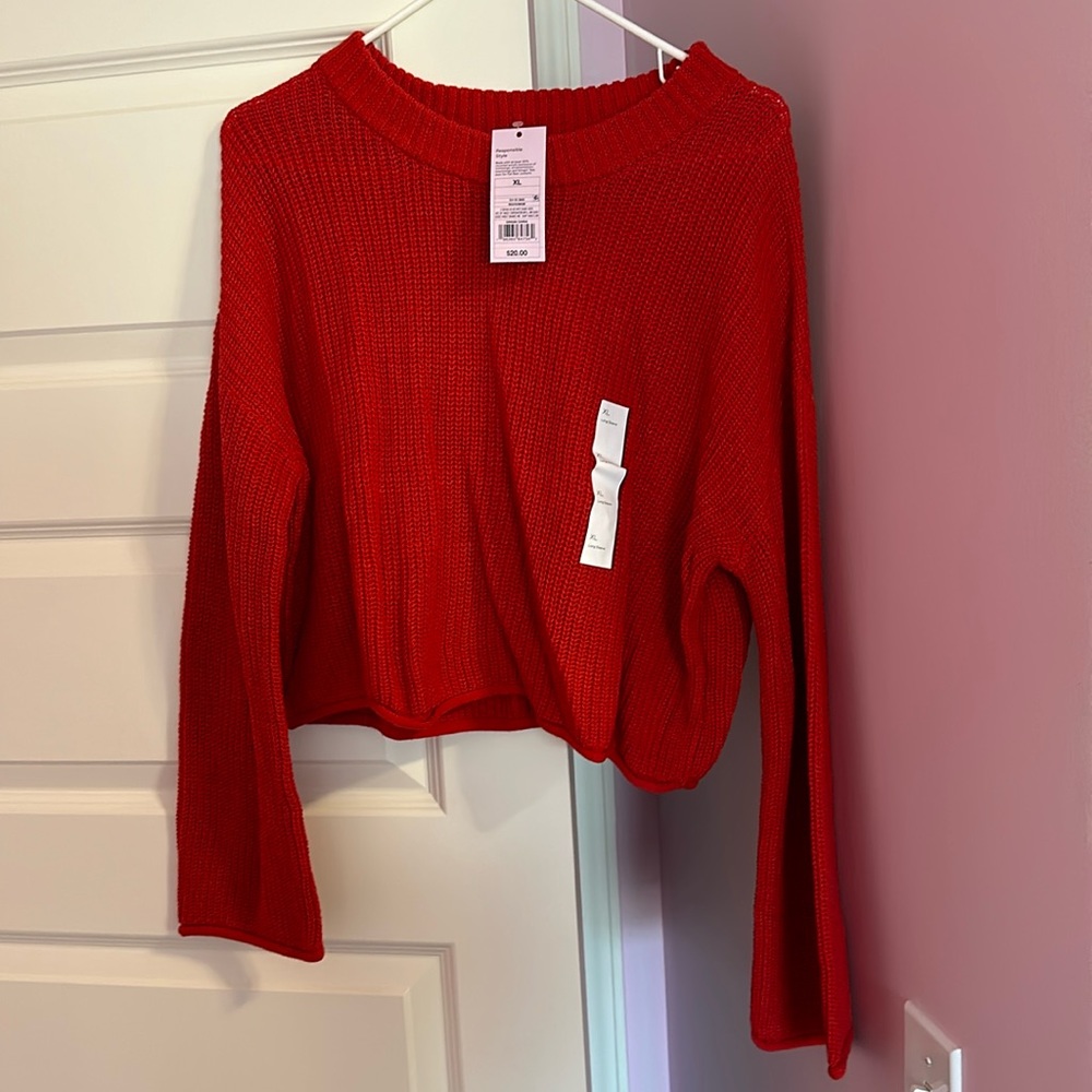 Cropped red sweater